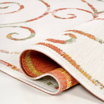 Danae Classic Cottage Filigree Scroll Reversible Machine-Washable Indoor/Outdoor Area Rug - JONATHAN Y